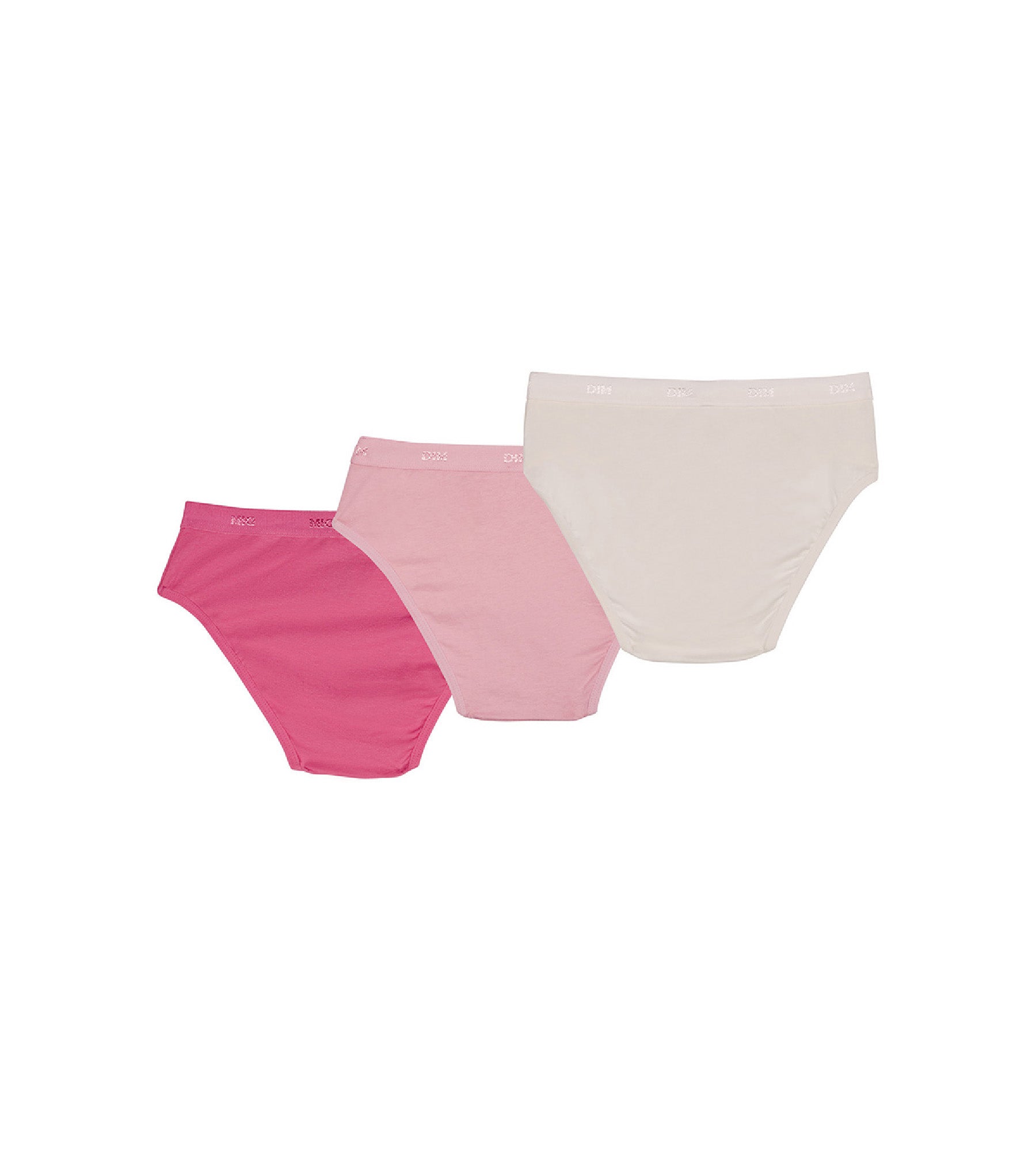 dim-girl-les-pockets-lot-de-3-culottes-nacre-et-roses image 2