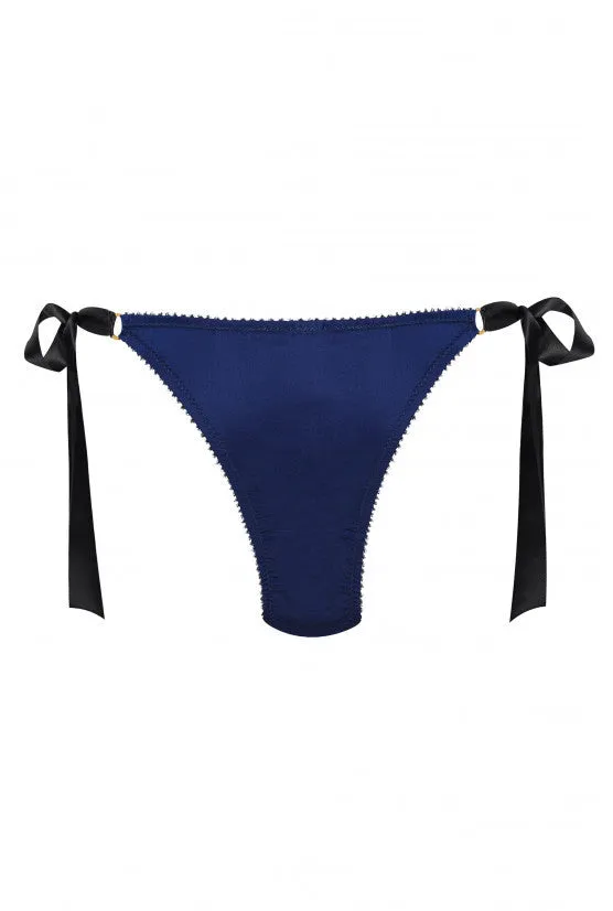 cadolle-geisha-culotte-satin-bleu-noeuds-dentelle image 1