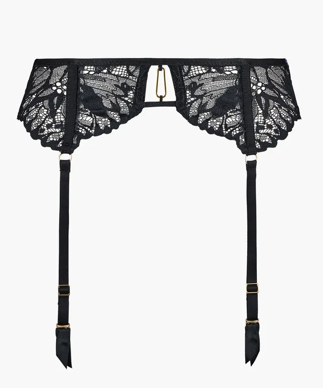 aubade-flowermania-porte-jarretelles-noir image 1