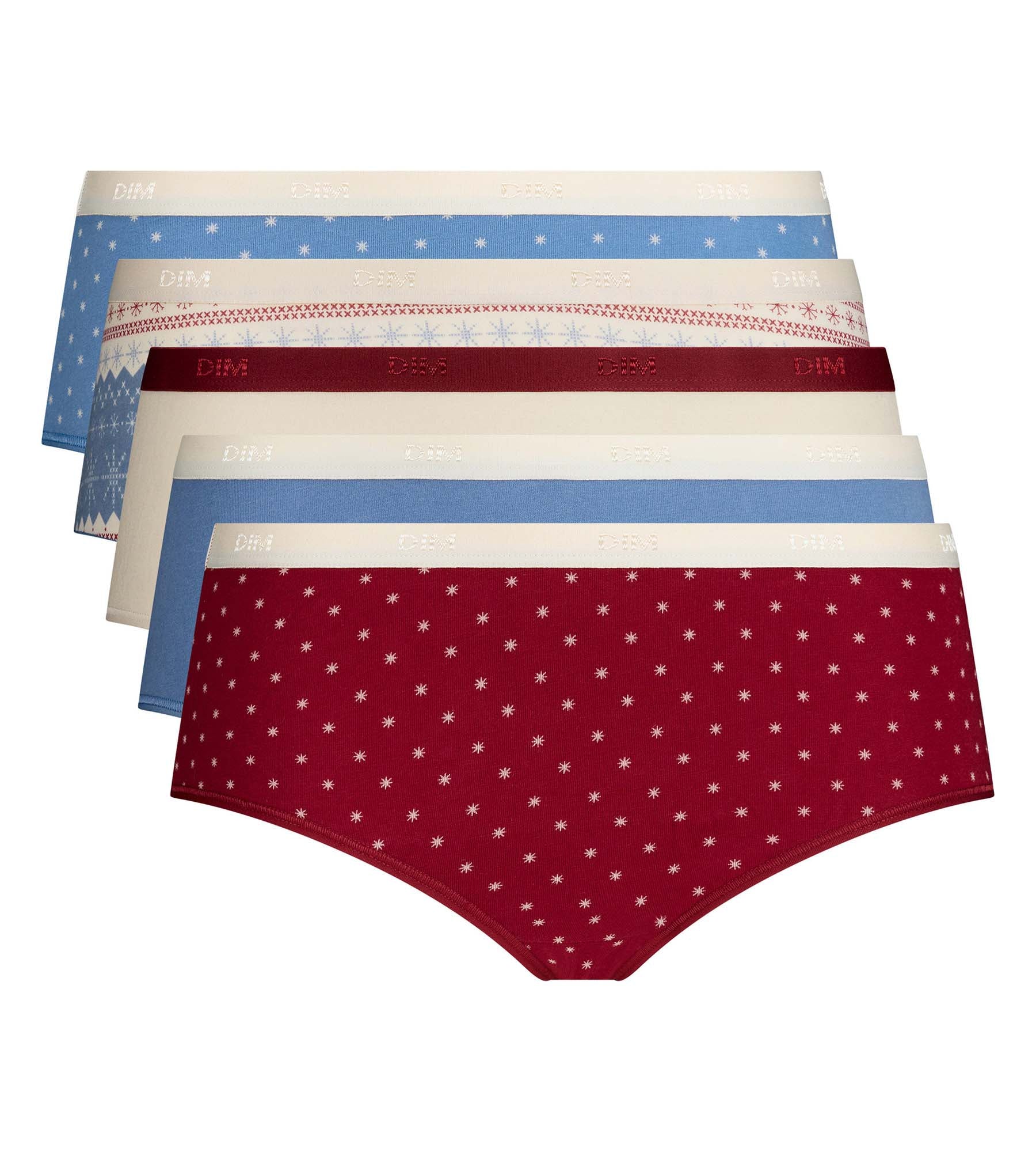 dim-les-pockets-lot-de-5-shortys-coton-neige-brune image 5