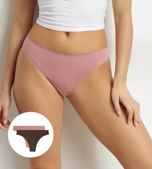 dim-lot-de-2-tangas-femme-body-touch-easy-marron-et-rose image 1