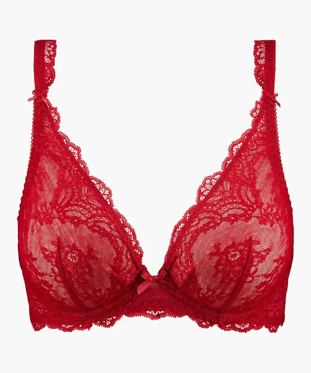 aubade-danse-des-sens-soutien-gorge-armatures-triangle-plunge-rouge-irresistible image 1