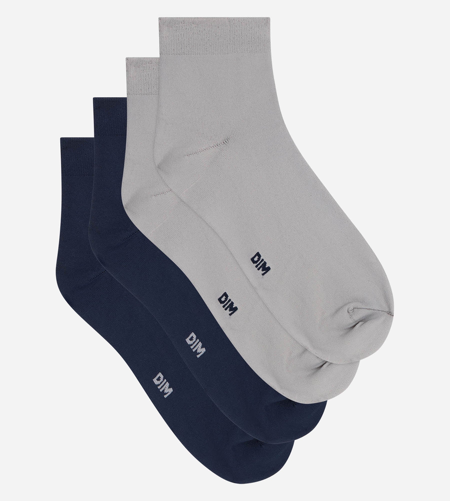 dim-lot-de-2-paires-de-chaussettes-femme-marine-gris-cheville image 5
