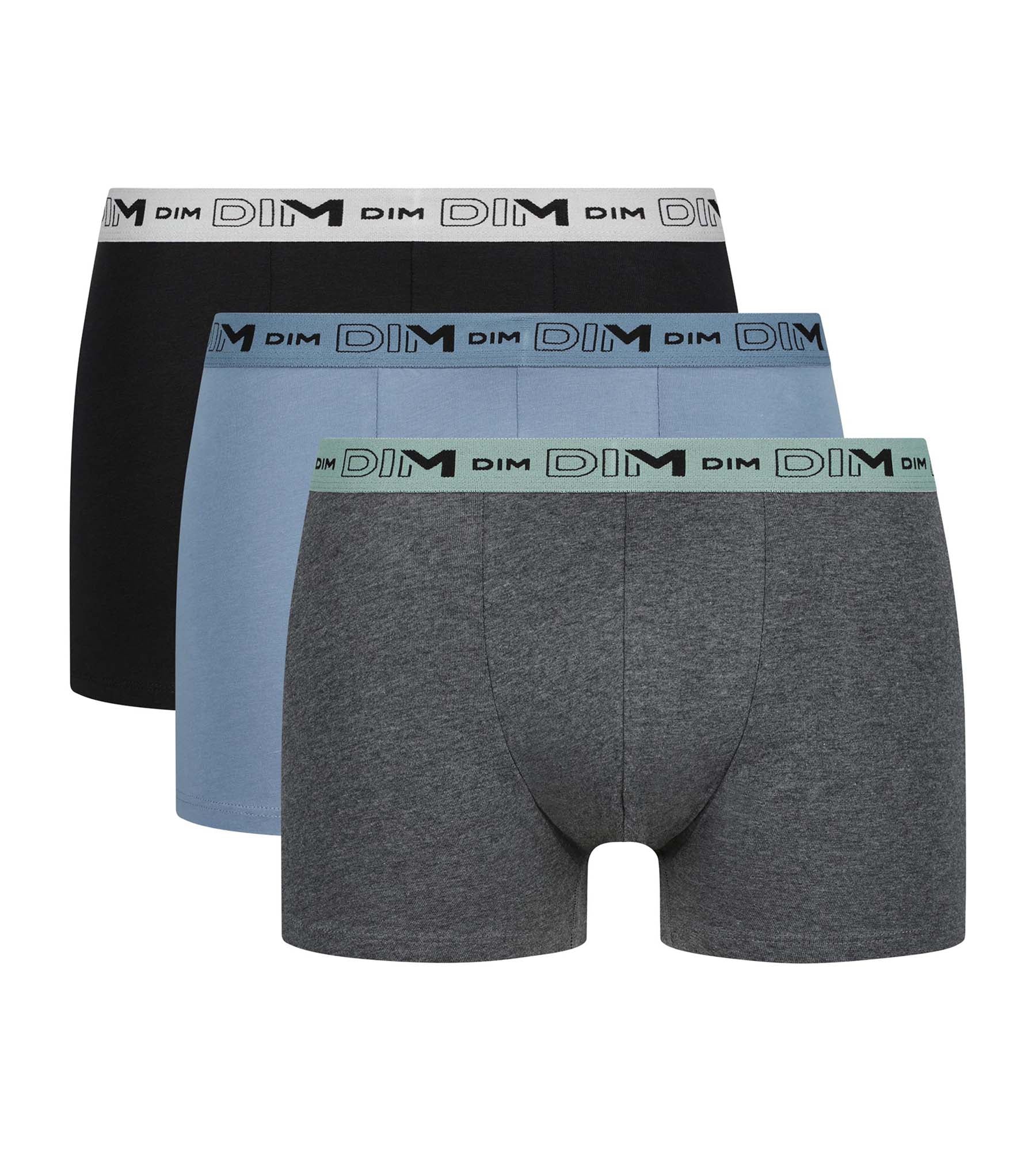 dim-lot-de-3-boxers-homme-coton-stretch-bio-gris-bleu-noir image 3