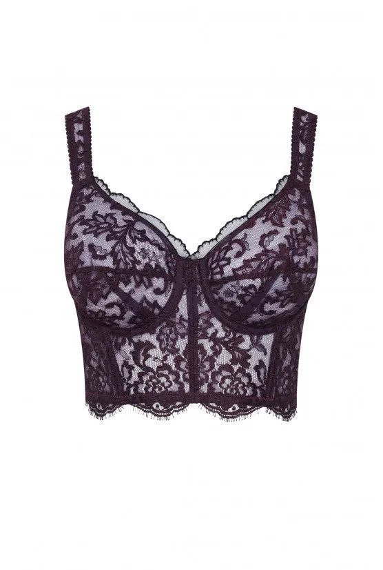 cadolle-bustier-dentelle-prune-armatures-haut-dessous image 1