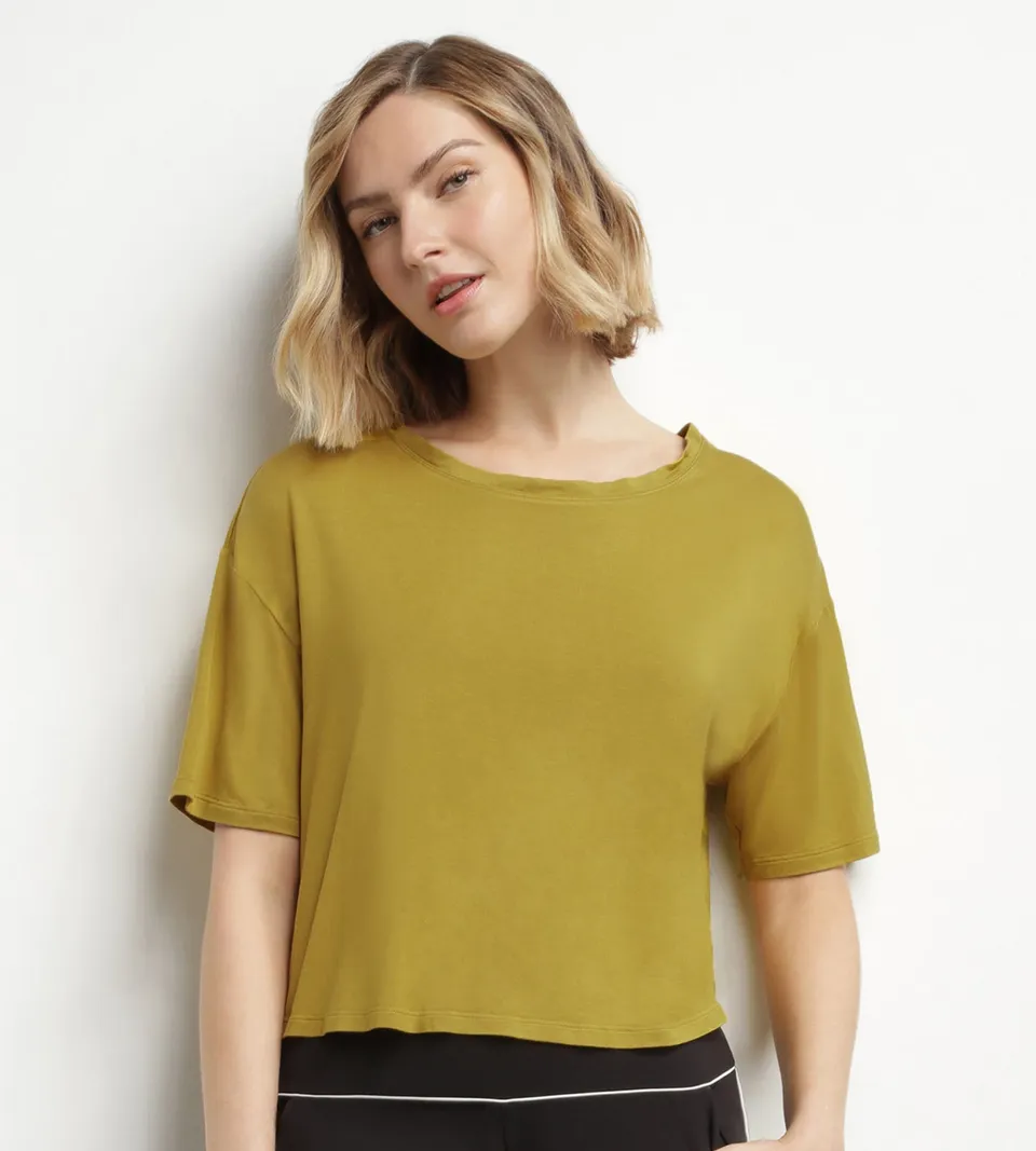 dim-move-t-shirt-de-sport-femme-viscose-vert-olive-dos-ouvert image 1