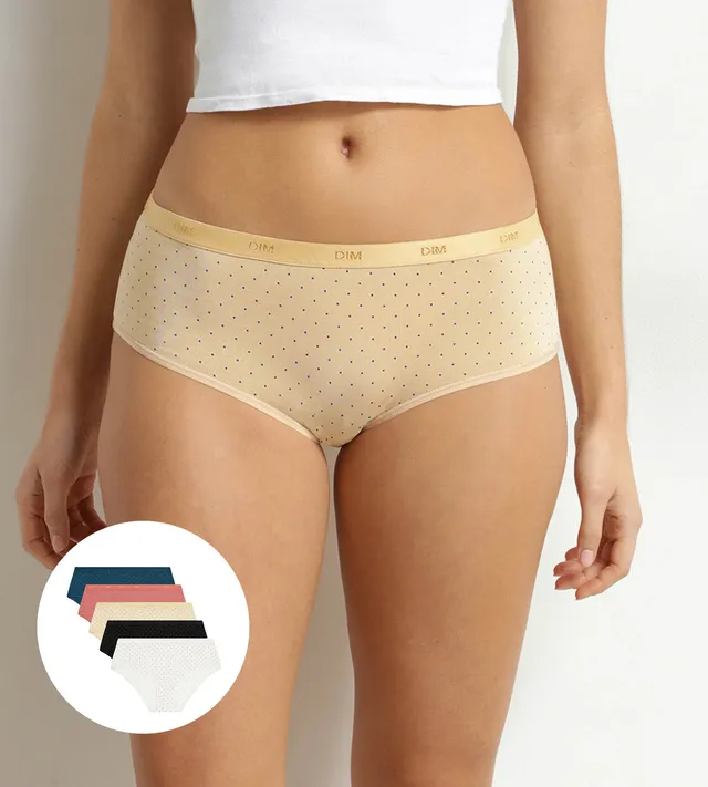 dim-les-pockets-lot-de-5-boxers-femme-coton-stretch-pois image 1