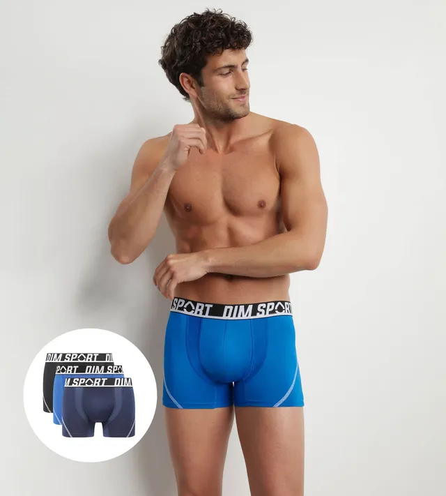 dim-sport-lot-de-3-boxers-homme-microfibre-bleu-noir image 1