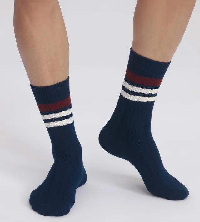 chaussettes-homme-dim-bambou-marine-rayures-maille-c-tel-e image 1