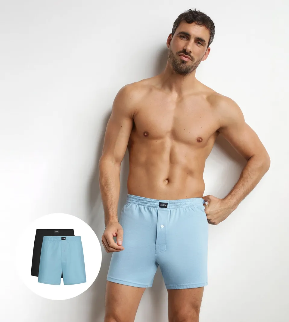 dim-lot-de-2-cale-ons-coton-homme-noir-bleu-horizon image 1