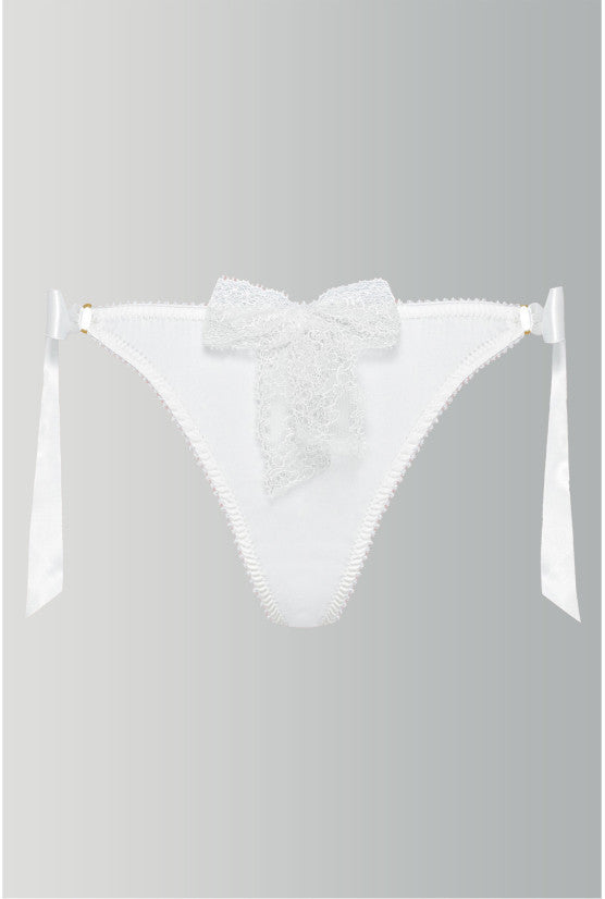 cadolle-geisha-culotte-satin-ivoire-noeuds-dentelle image 1