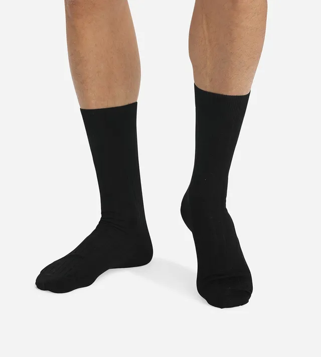 dim-lot-de-2-chaussettes-noires-fil-d-cosse-homme-mi-mollet image 1