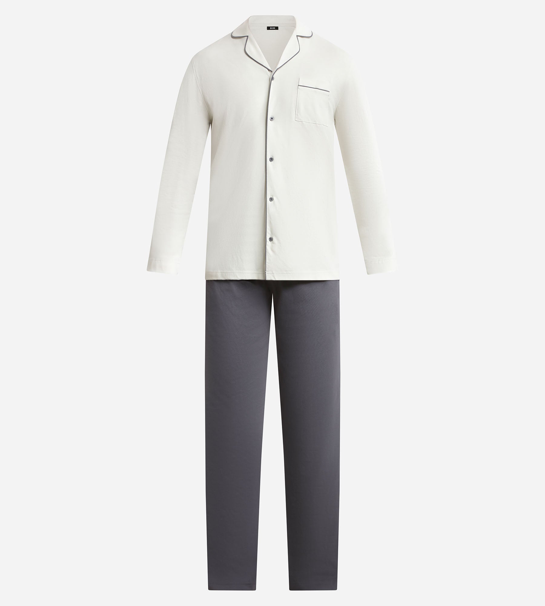 dim-nightwear-ensemble-pyjama-homme-chemise-pantalon-jersey-gris-fonc image 5