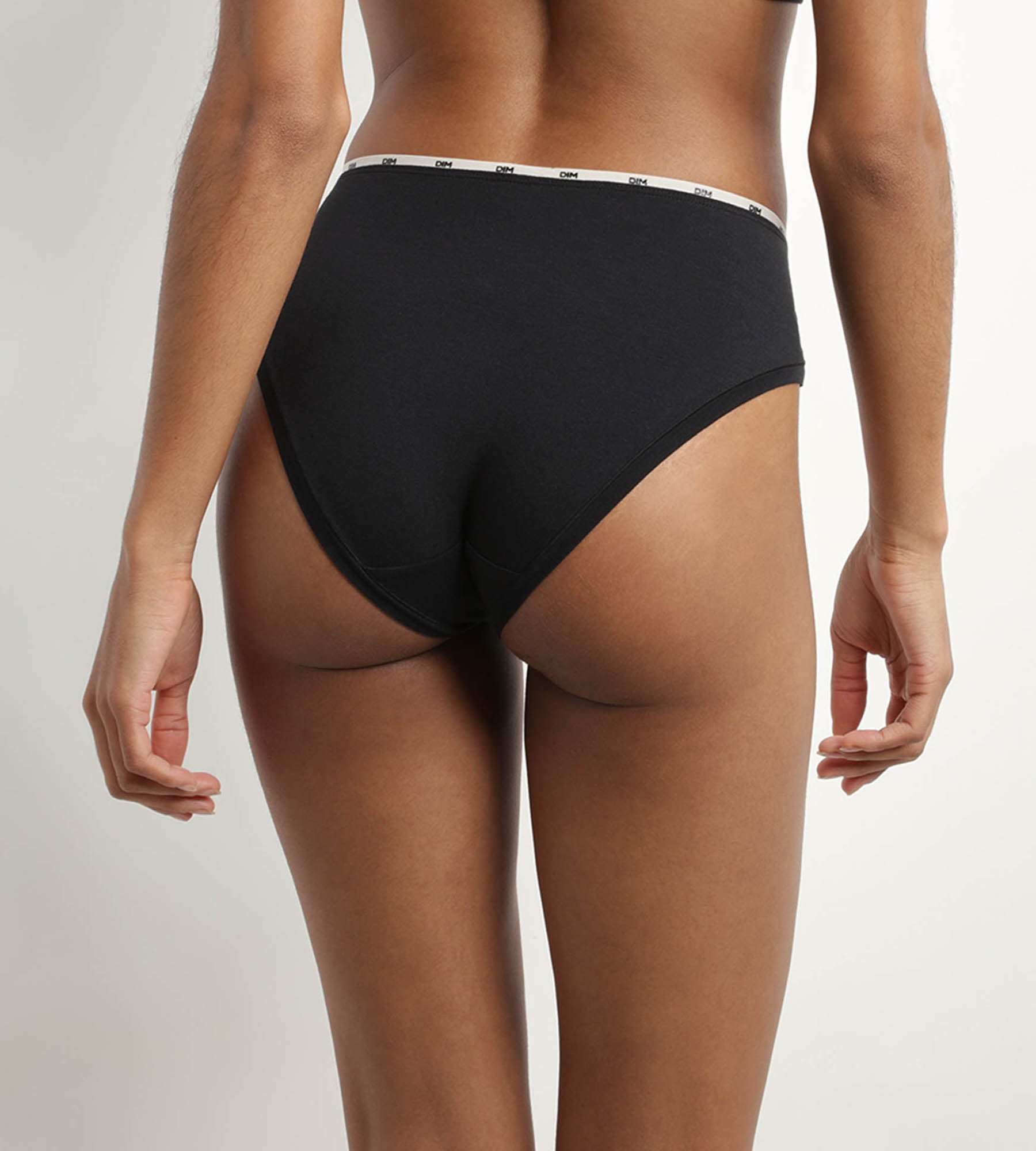 dim-icons-essentiel-slip-femme-coton-modal-noir-galon-beige image 2