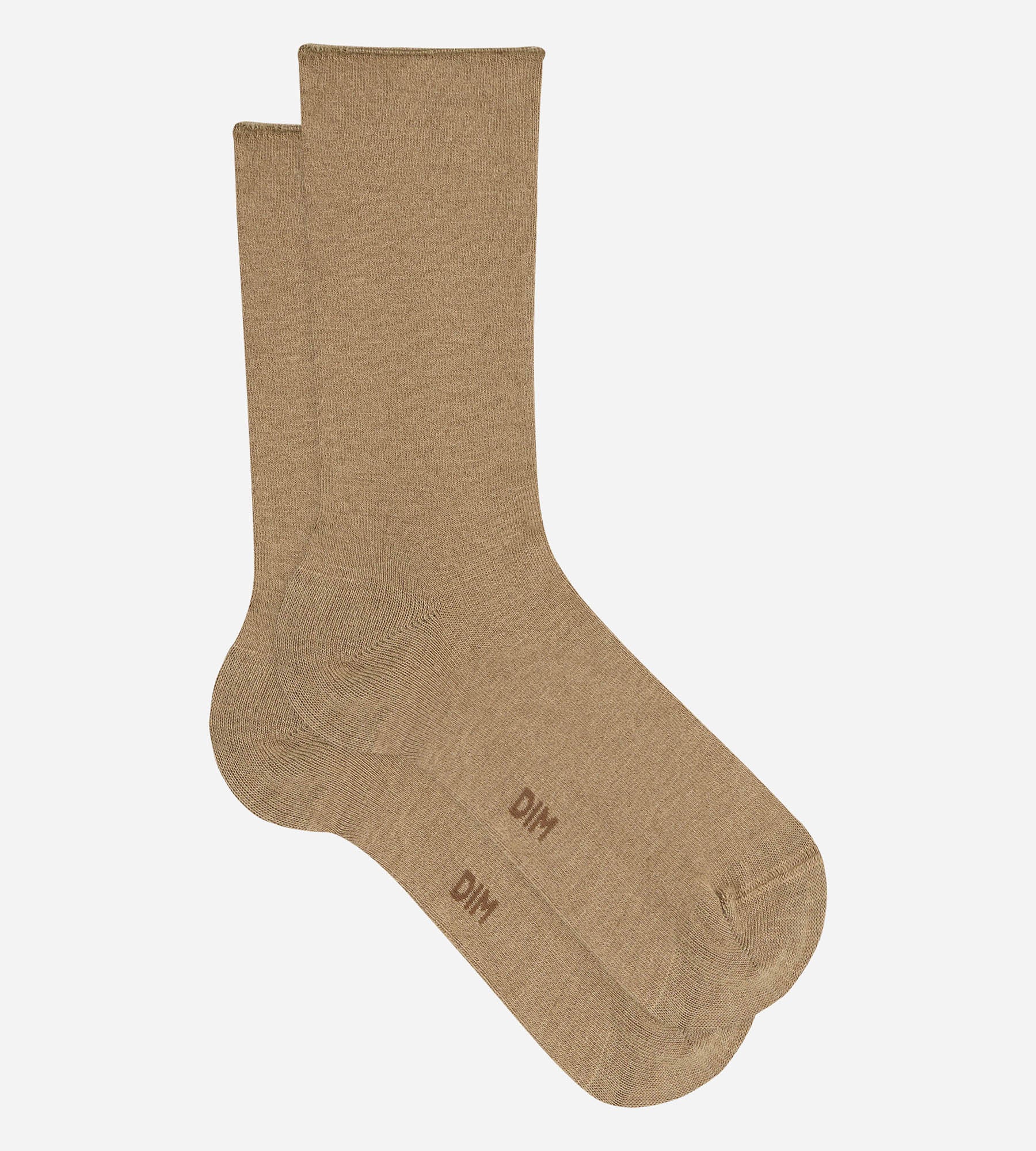 dim-laine-douce-chaussettes-femme-beige-taupe image 2