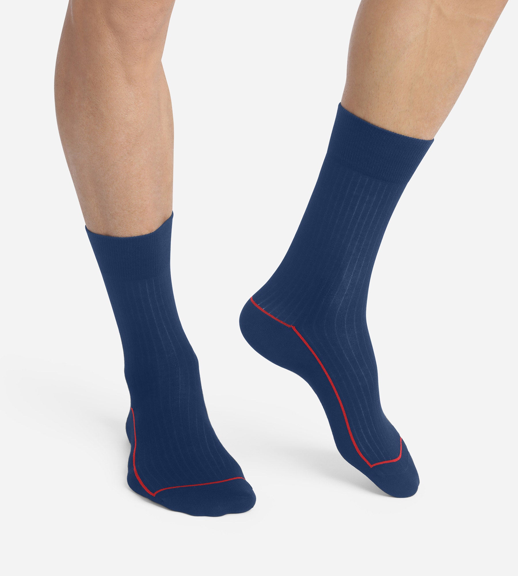 dim-mode-chaussettes-homme-coton-c-tel-bleu-cardinal-liser-rouge image 1