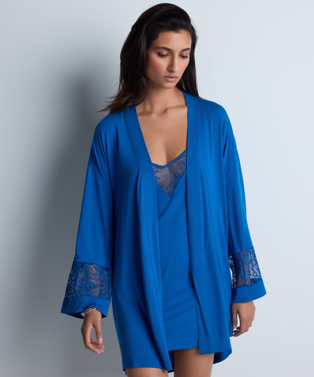 aubade-lazy-days-kimono-sky-blue-en-maille-soie image 2