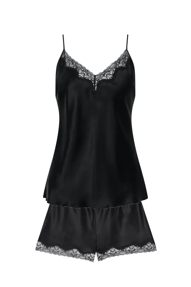 cadolle-ensemble-camisole-et-short-soie-noire image 1