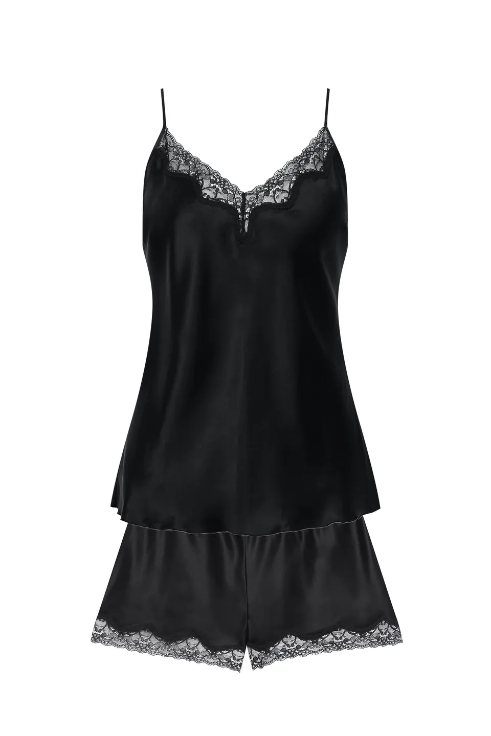 cadolle-ensemble-camisole-et-short-soie-noire image 1