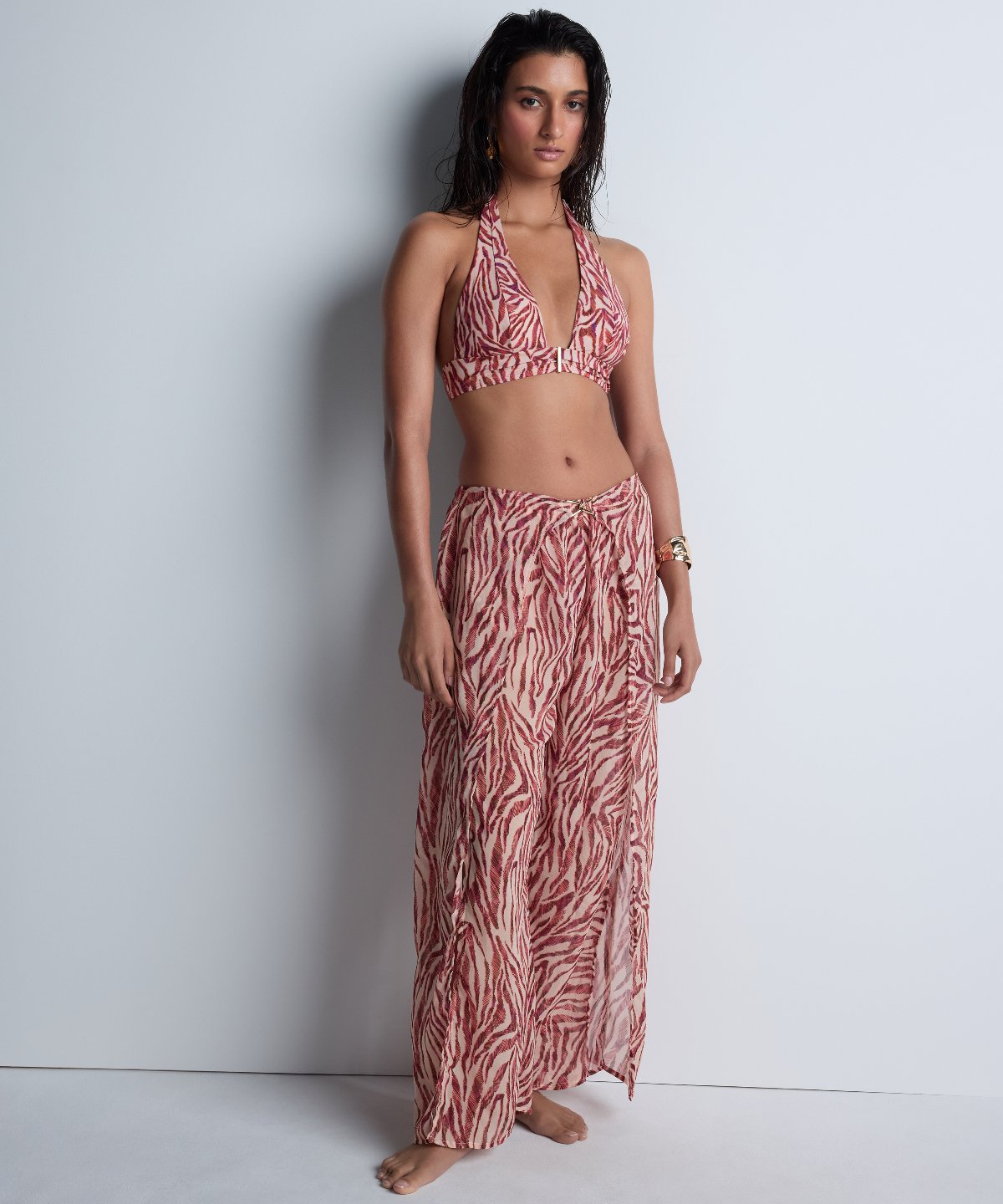 aubade-beach-walk-pantalon-voile-transparent-pink-tiger image 4
