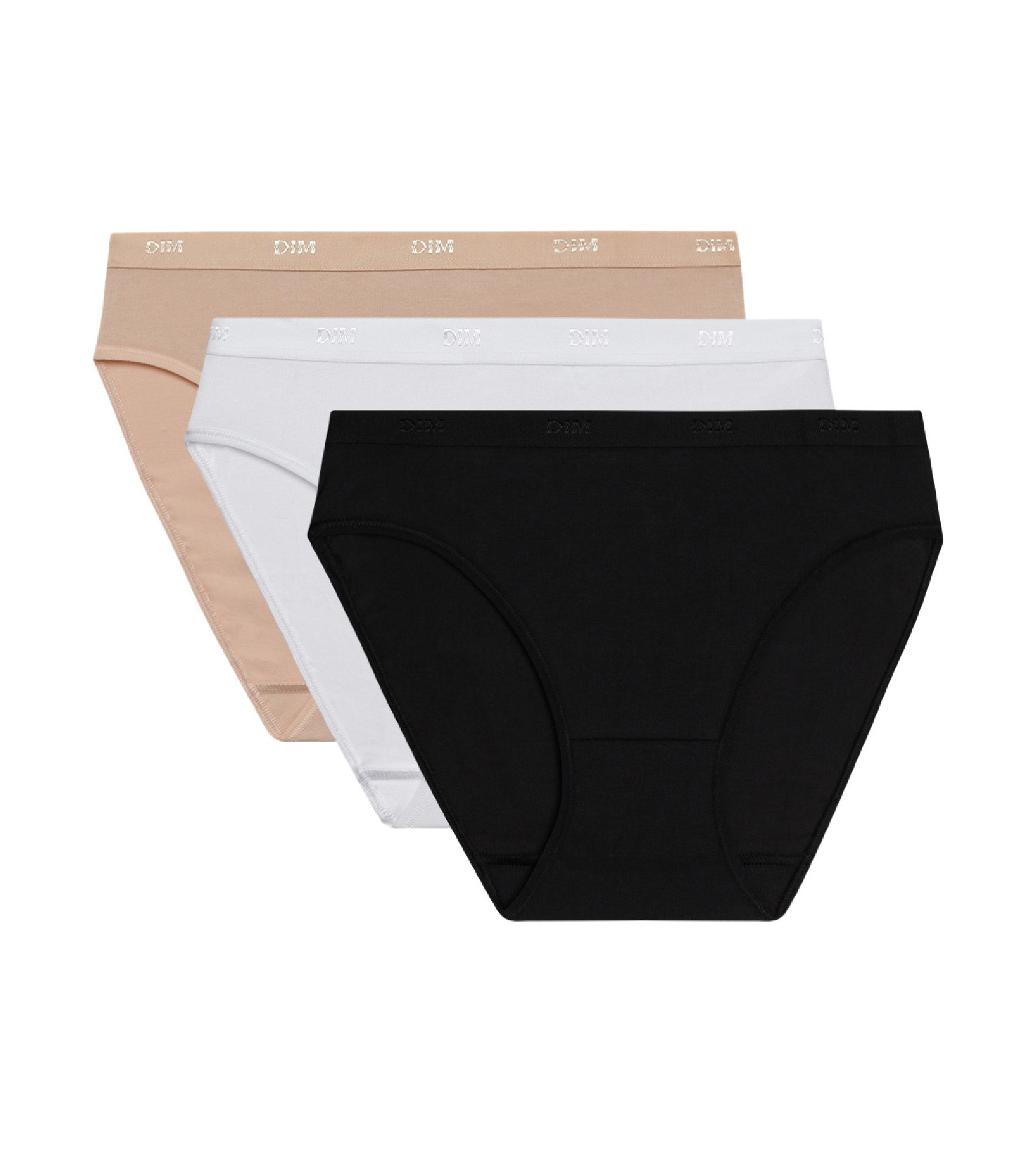 dim-les-pockets-lot-de-3-slips-femme-coton-blanc-peau-noir image 3
