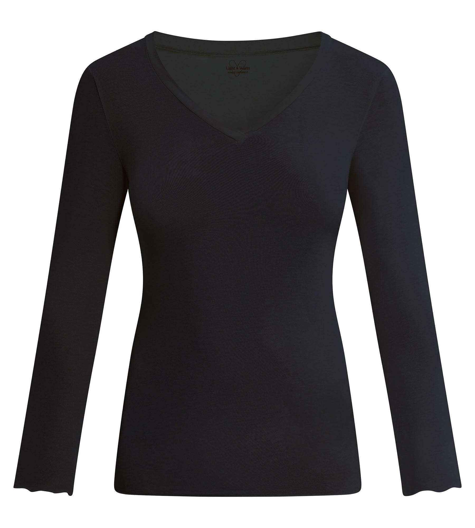 dim-light-warm-t-shirt-femme-col-v-modal-cachemire-noir image 6