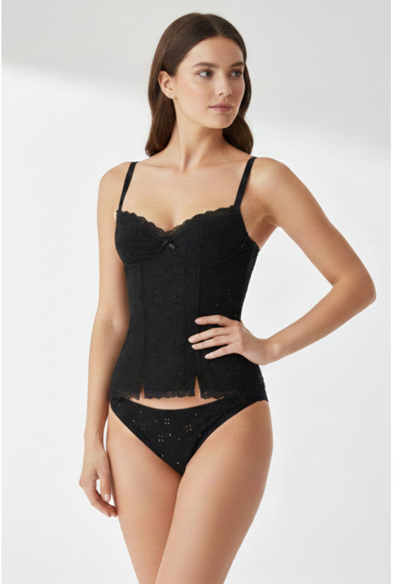 cadolle-corset-noir-broderie-anglaise-salsa image 1