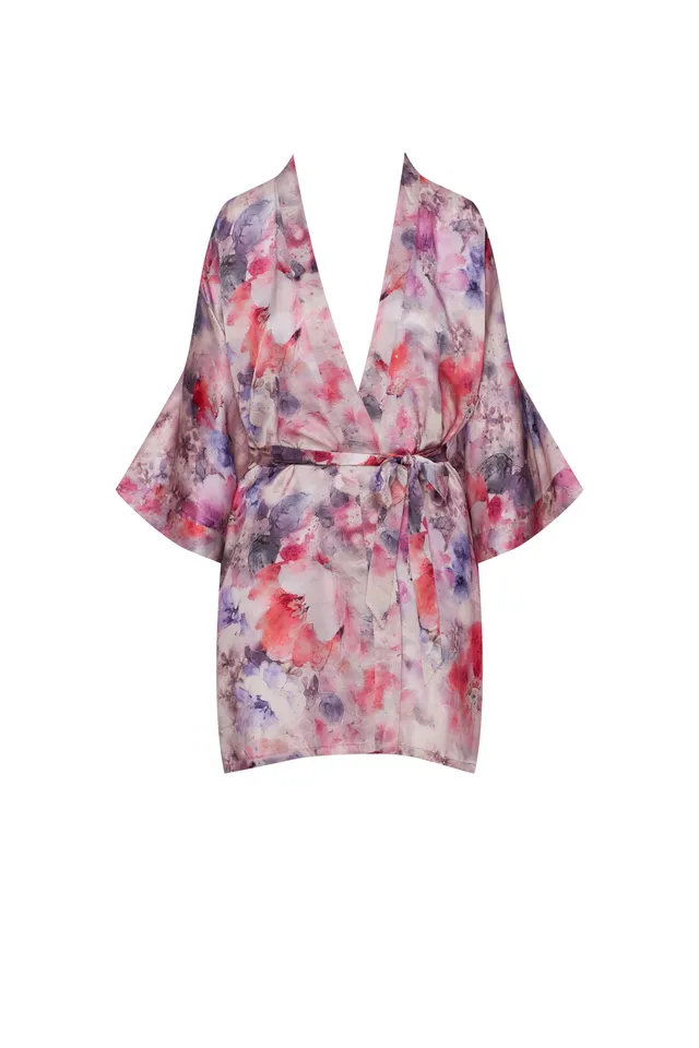 cadolle-kimono-soie-court-rose-fleurie image 1