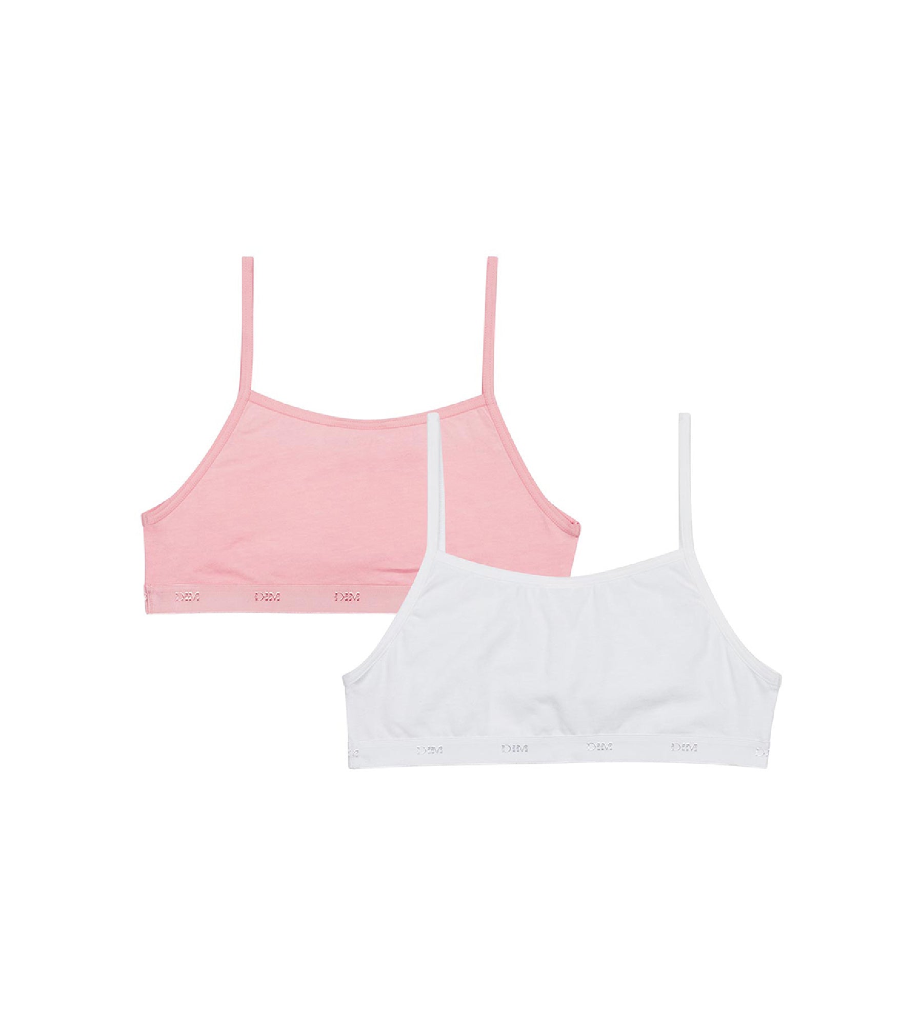 dim-les-pockets-ecodim-lot-de-2-brassi-res-filles-coton-stretch-rose-blanc image 2