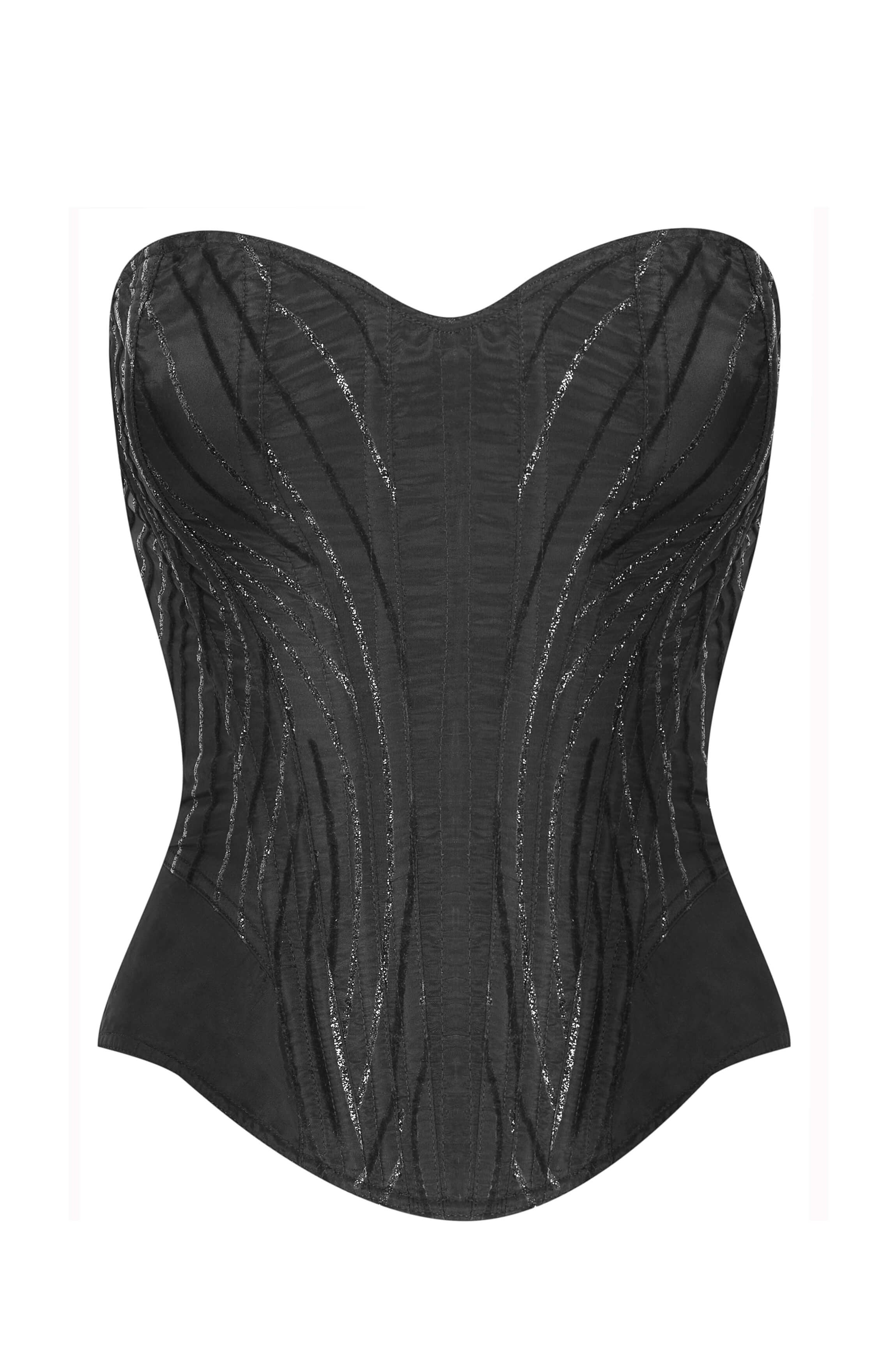cadolle-malia-corset-noir-paillet-en-velours image 1