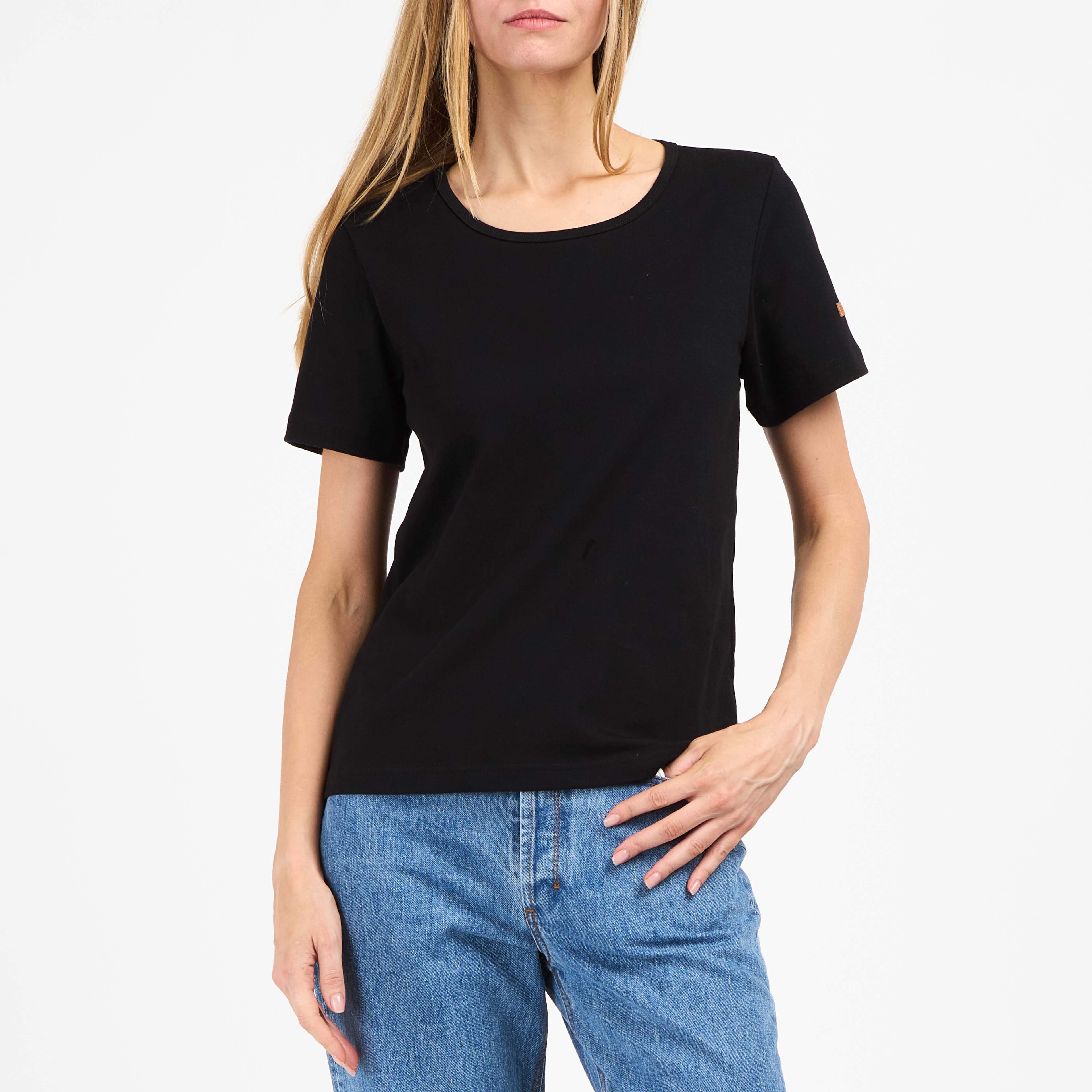 atelier-tuffery-t-shirt-femme-col-rond-noir-coton-bio image 2