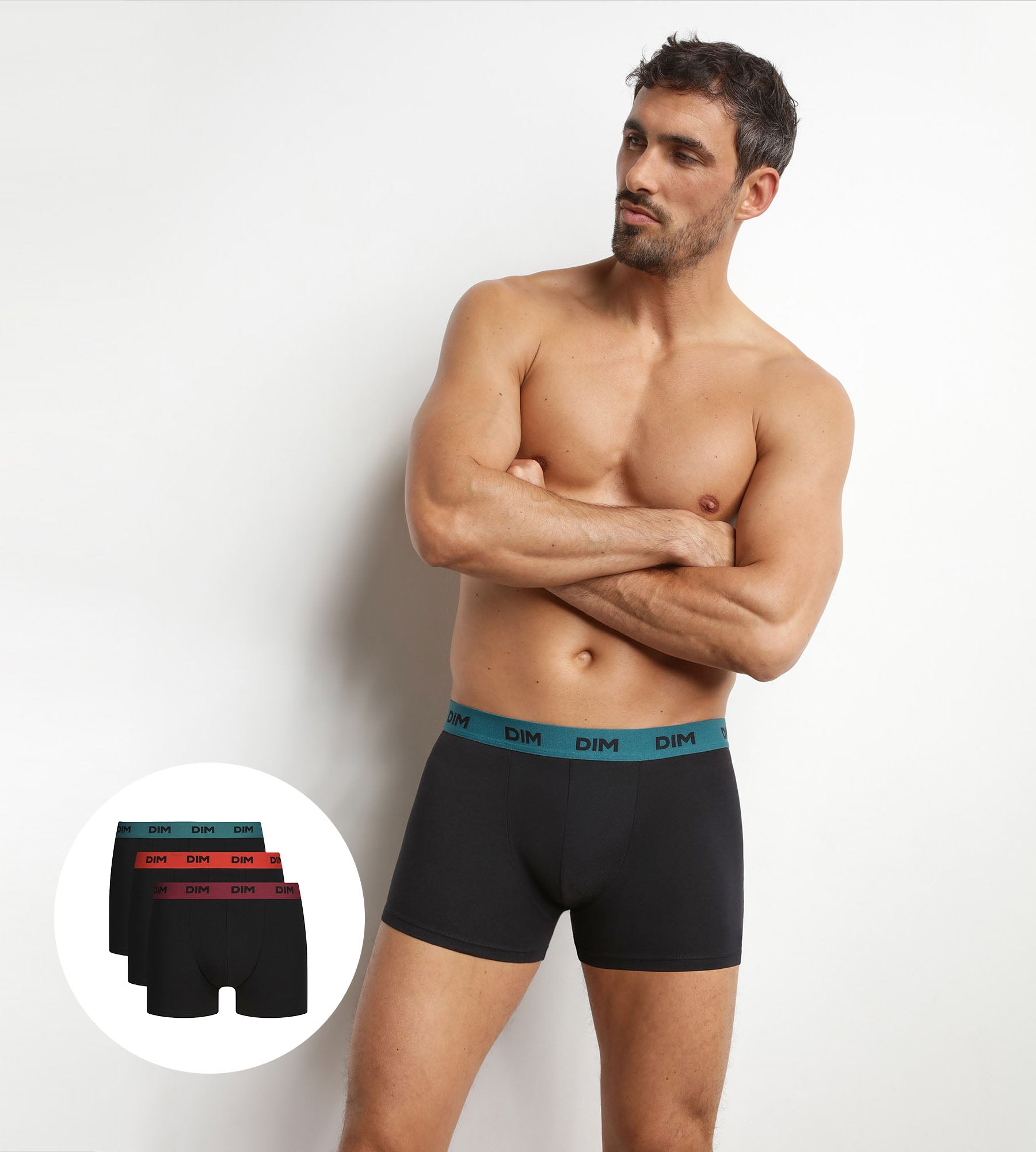 dim-mix-colors-lot-de-3-boxers-homme-noir-ceinture-for-t image 1