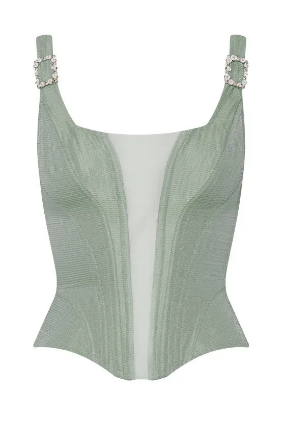 cadolle-corset-marivaux-vert-tulle image 1