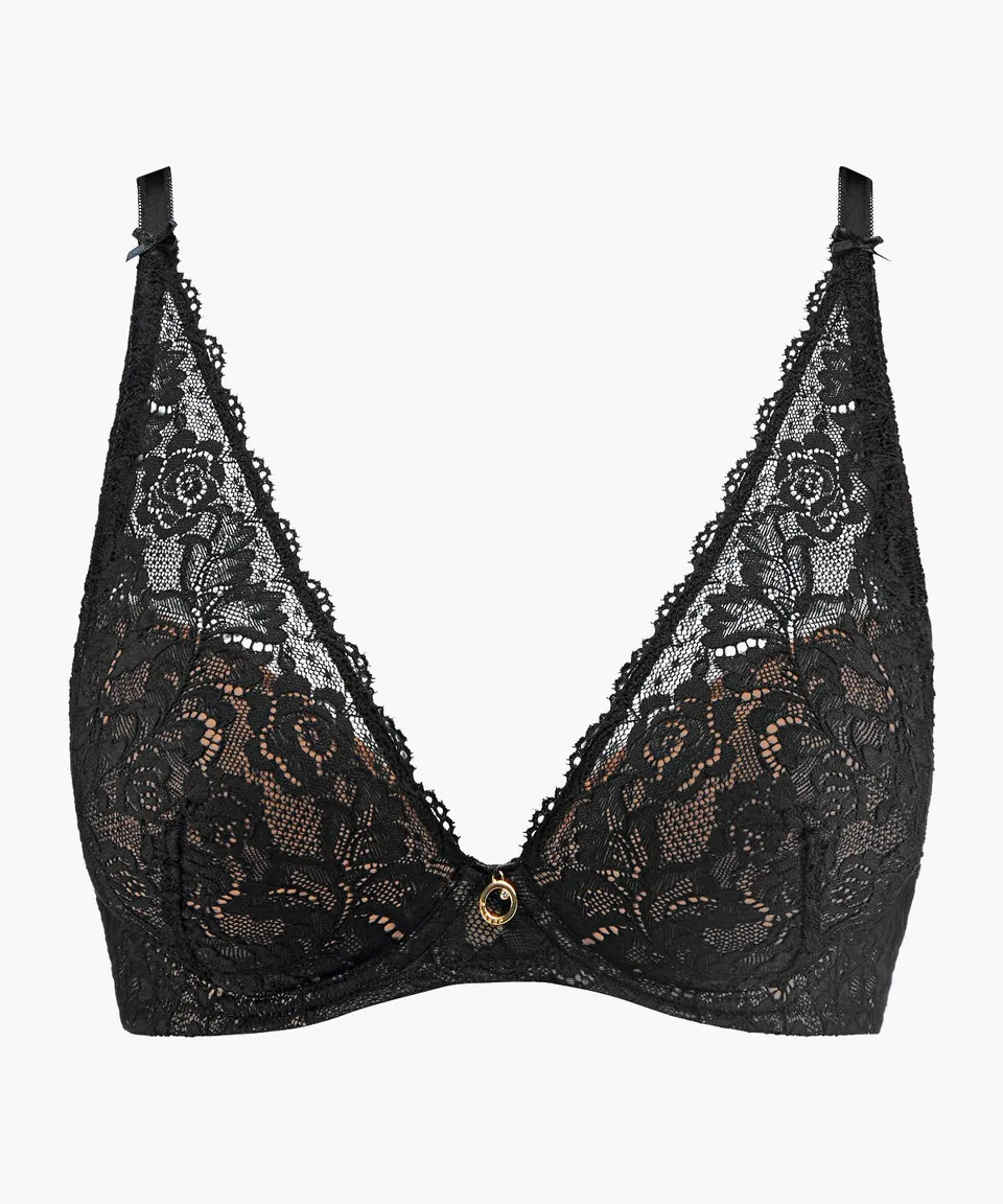 aubade-rosessence-soutien-gorge-plunge-foulard-black image 1