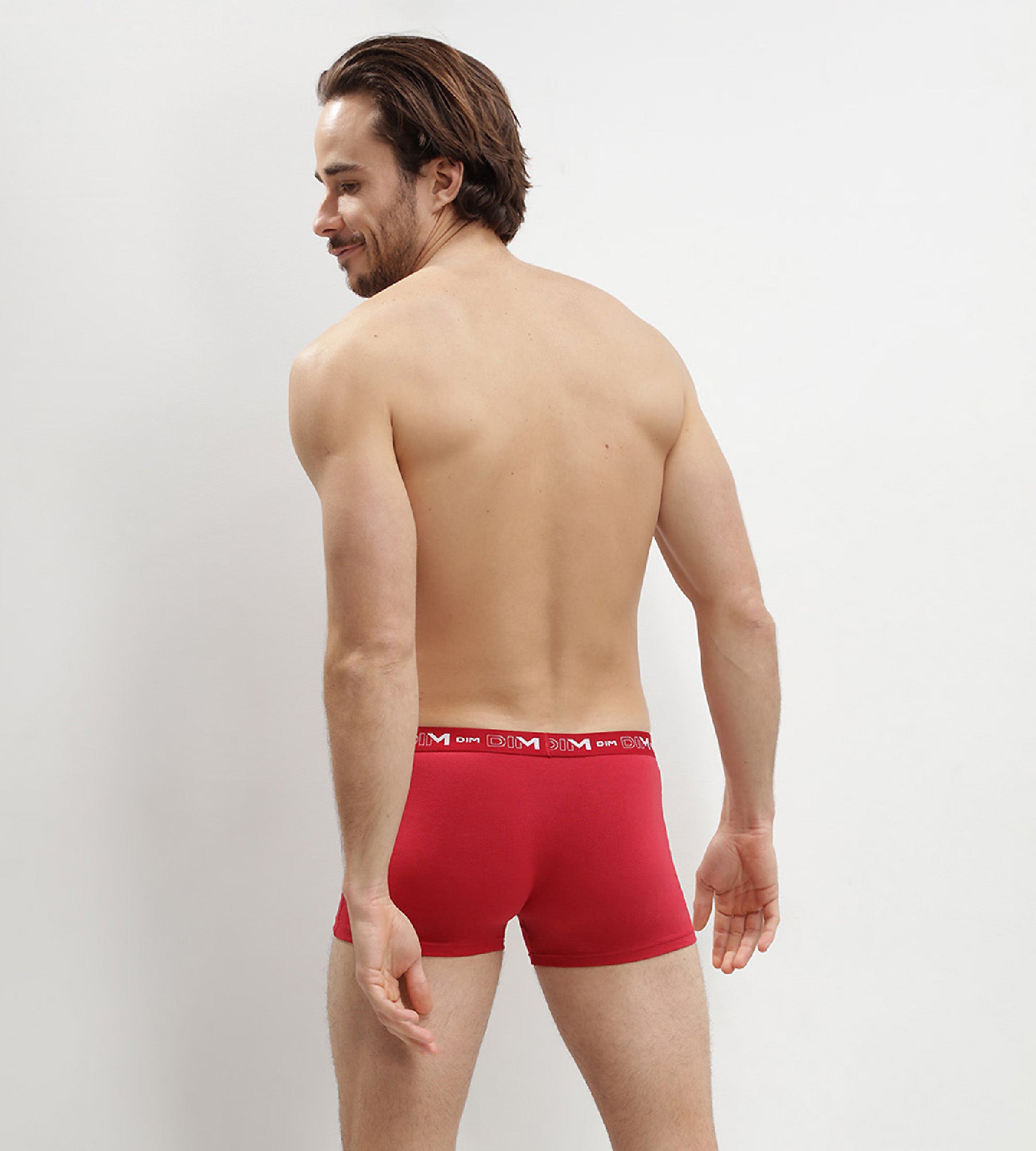 dim-coton-stretch-lot-de-3-boxers-homme-bleu-denim-rouge-topaze-acier image 2