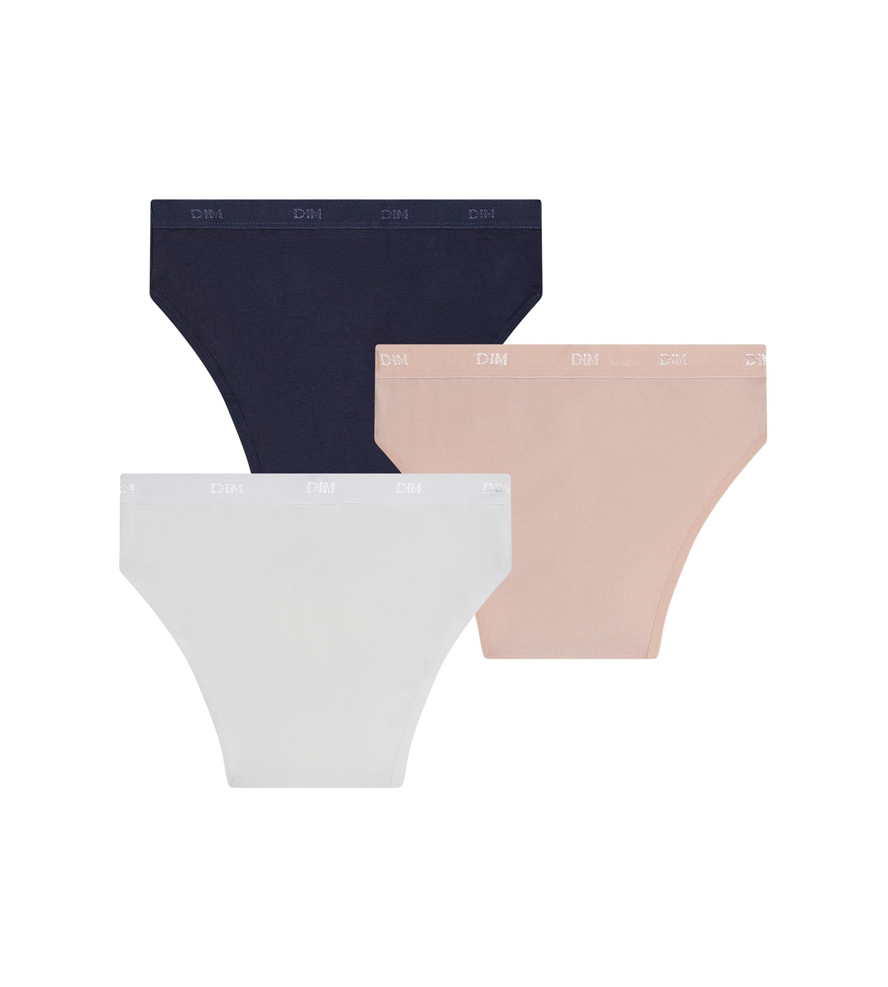 dim-lot-de-3-slips-fille-coton-stretch-rose-bleu-blanc-les-pockets image 2