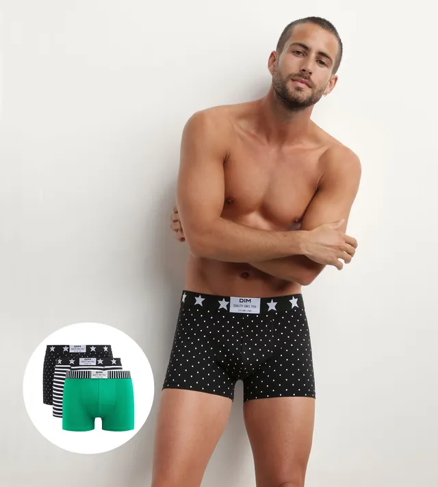 dim-vibes-lot-de-3-boxers-homme-coton-stretch-pois-rayures image 1