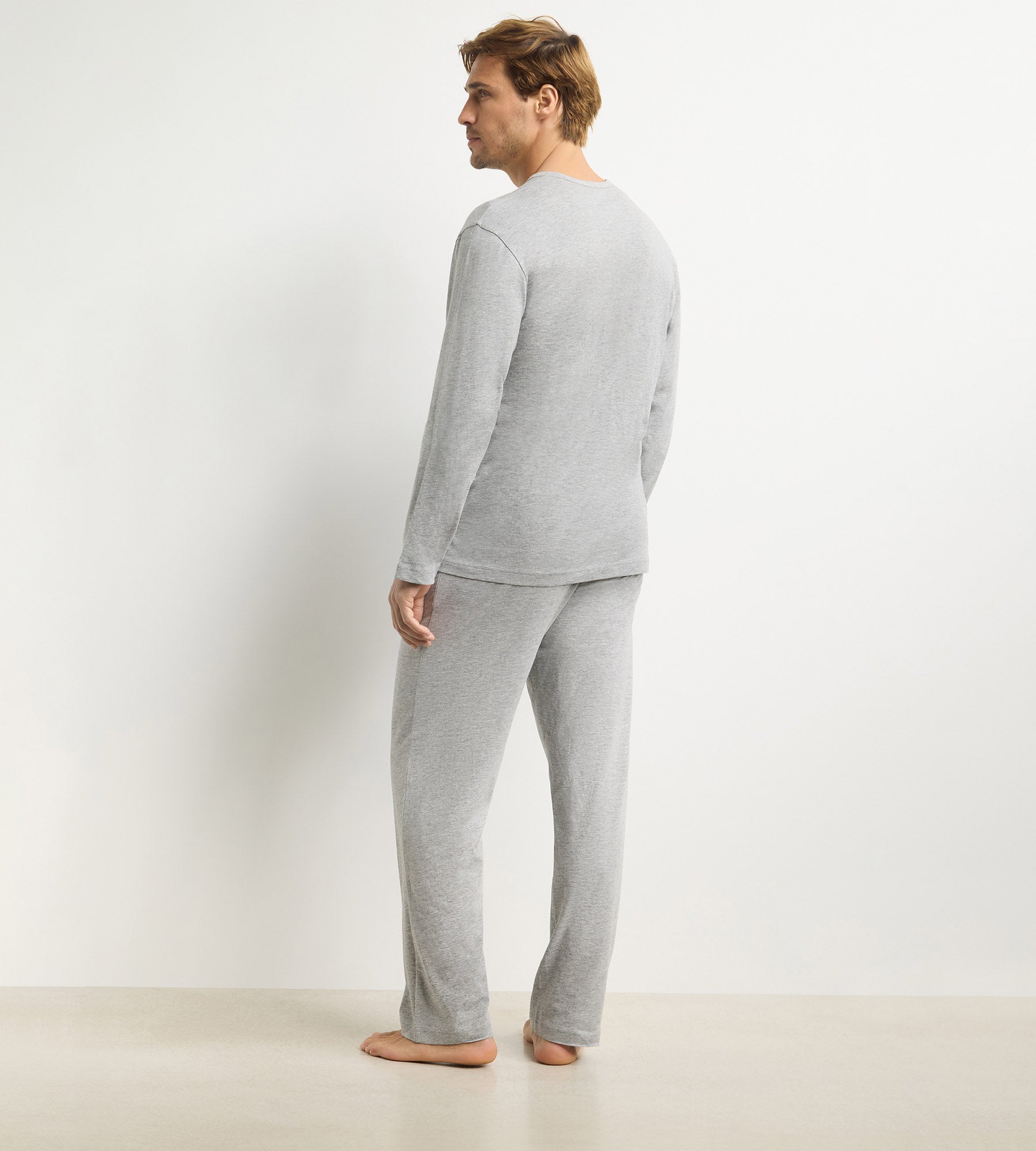 dim-jersey-ensemble-pyjama-pantalon-homme-gris-m-lange image 2