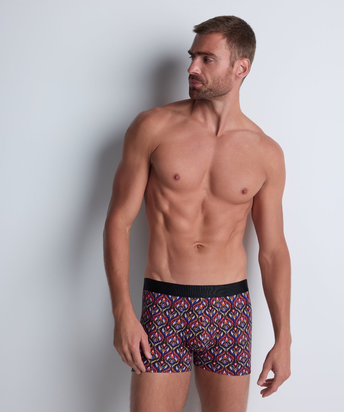 aubade-homme-boxer-ikats-coton-modal-extensible-motif-g-om-trique-color-coupe-se image 2