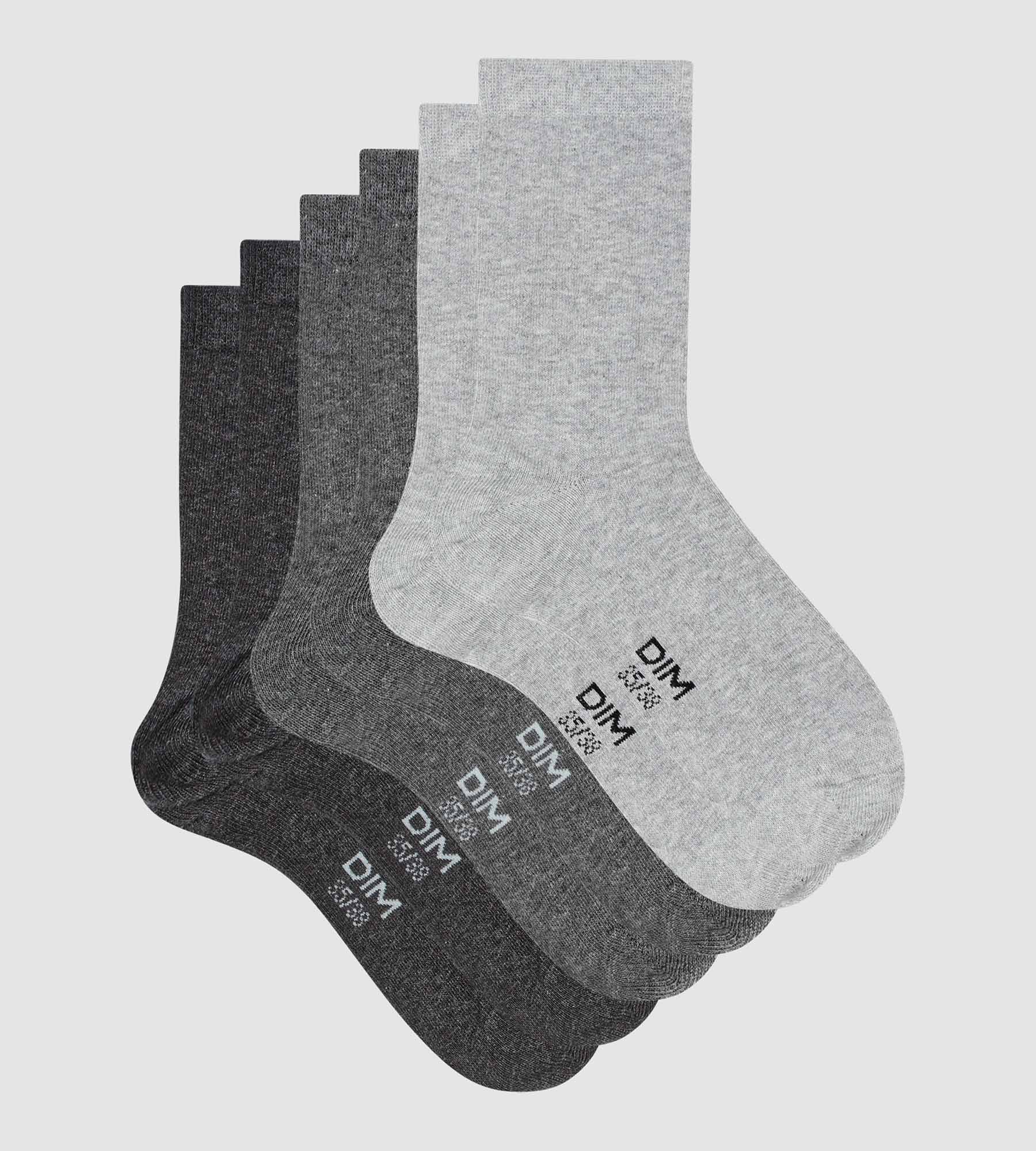 dim-coton-nice-price-lot-de-3-paires-chaussettes-femme-coton-gris-clair image 2