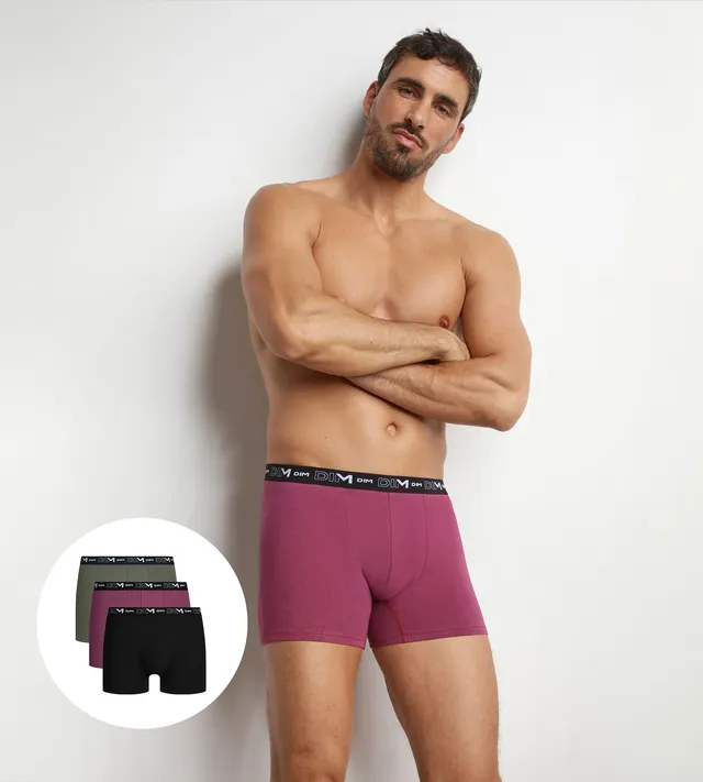 dim-lot-de-3-boxers-homme-coton-stretch-mauve-eclipse image 1