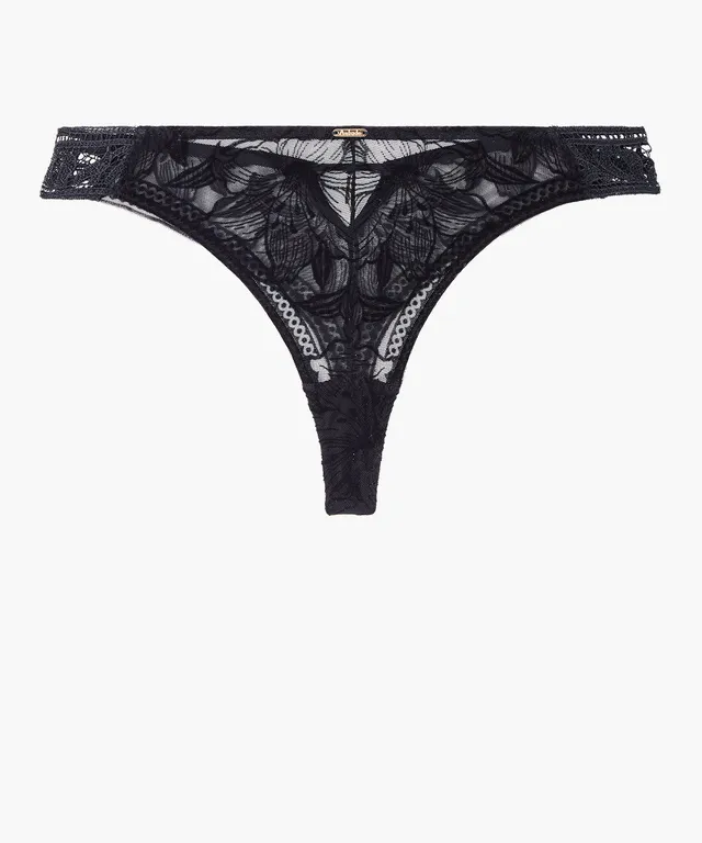 aubade-c-ur-corps-tanga-noir-galon-floral-guipure-ajour-e-et-bijou-dor image 1