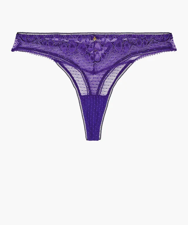 aubade-illusion-fauve-tanga-ultraviolet-en-dentelle-animali-re-et-tulle-plumetis image 1