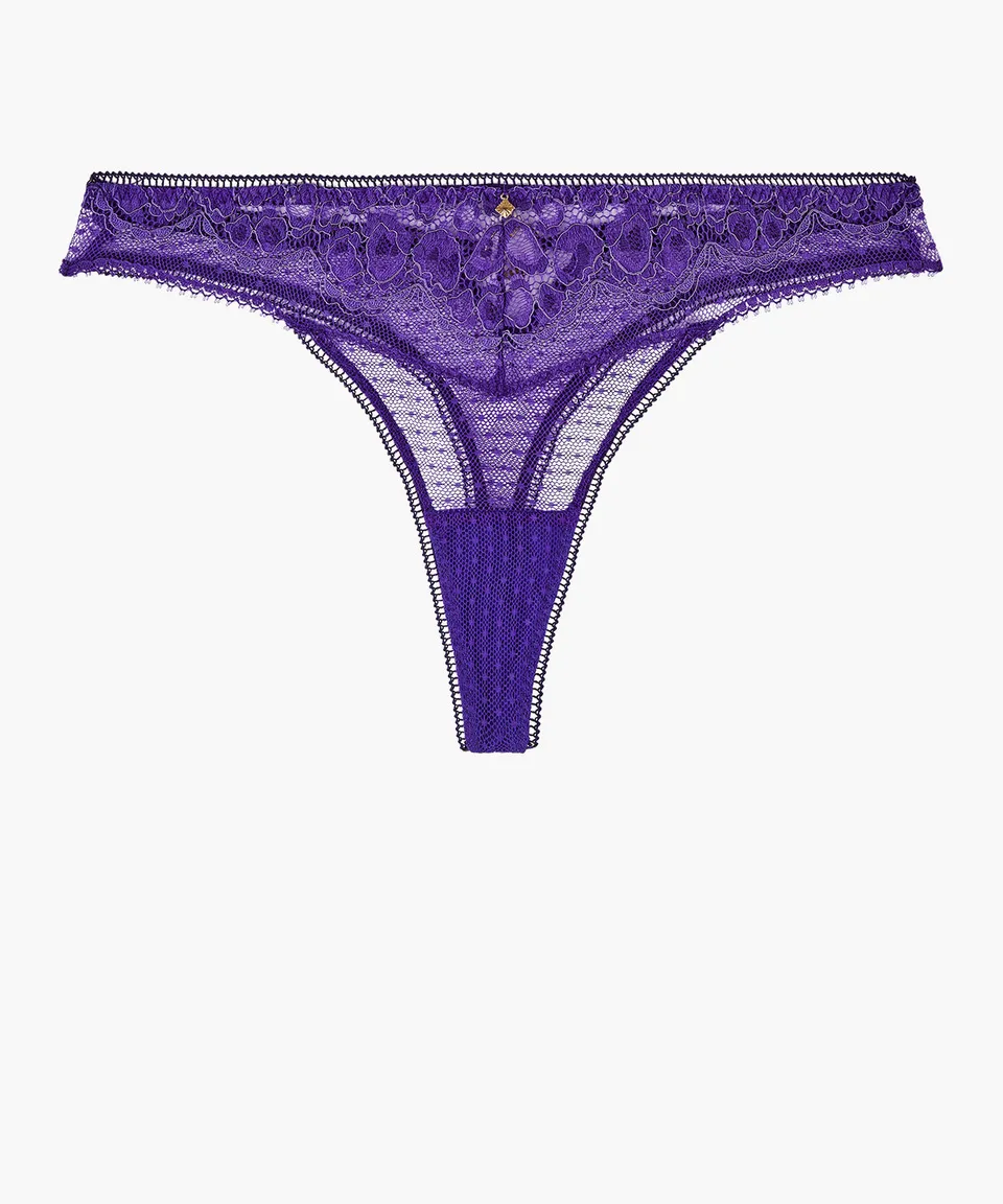 aubade-illusion-fauve-tanga-ultraviolet-en-dentelle-animali-re-et-tulle-plumetis image 1