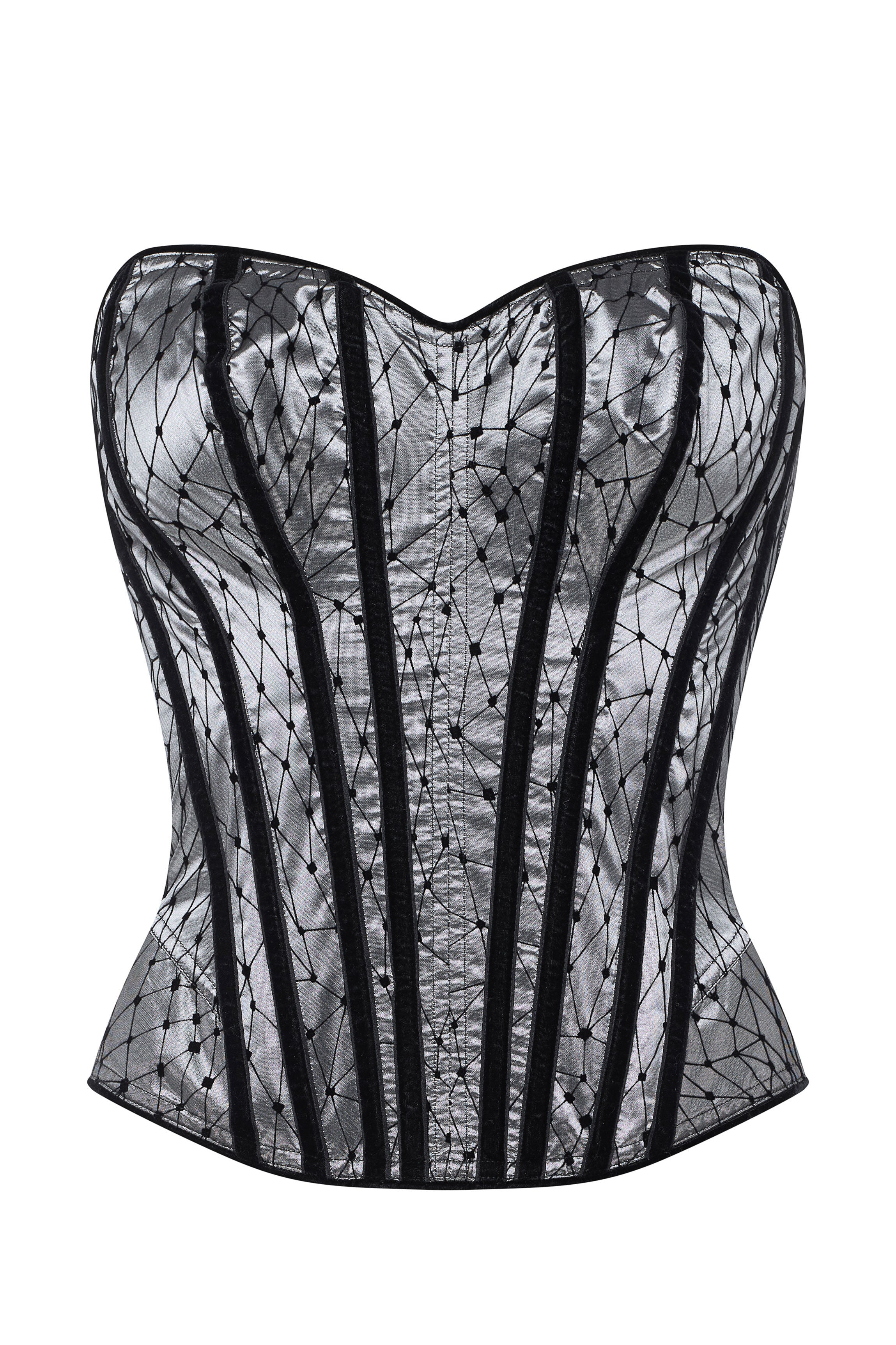cadolle-corset-malia-gris-floqu-velours-noir image 1