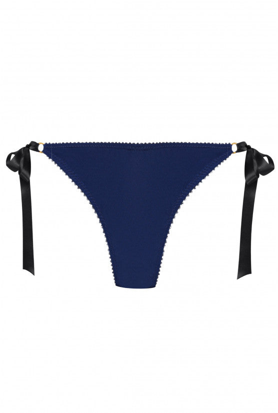 cadolle-geisha-culotte-satin-bleu-noeuds-dentelle image 2
