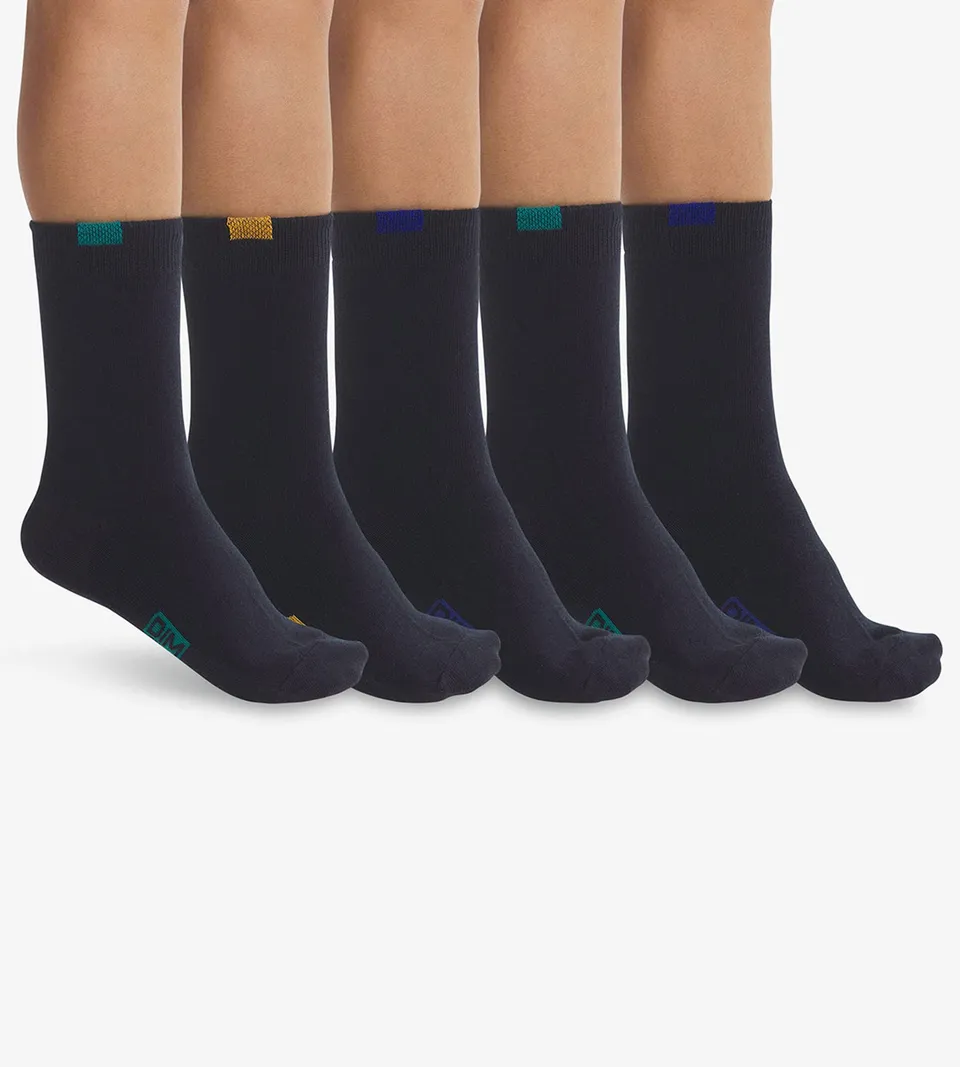 dim-ecodim-chaussettes-enfant-coton-bleu-marine-lot-de-5 image 1