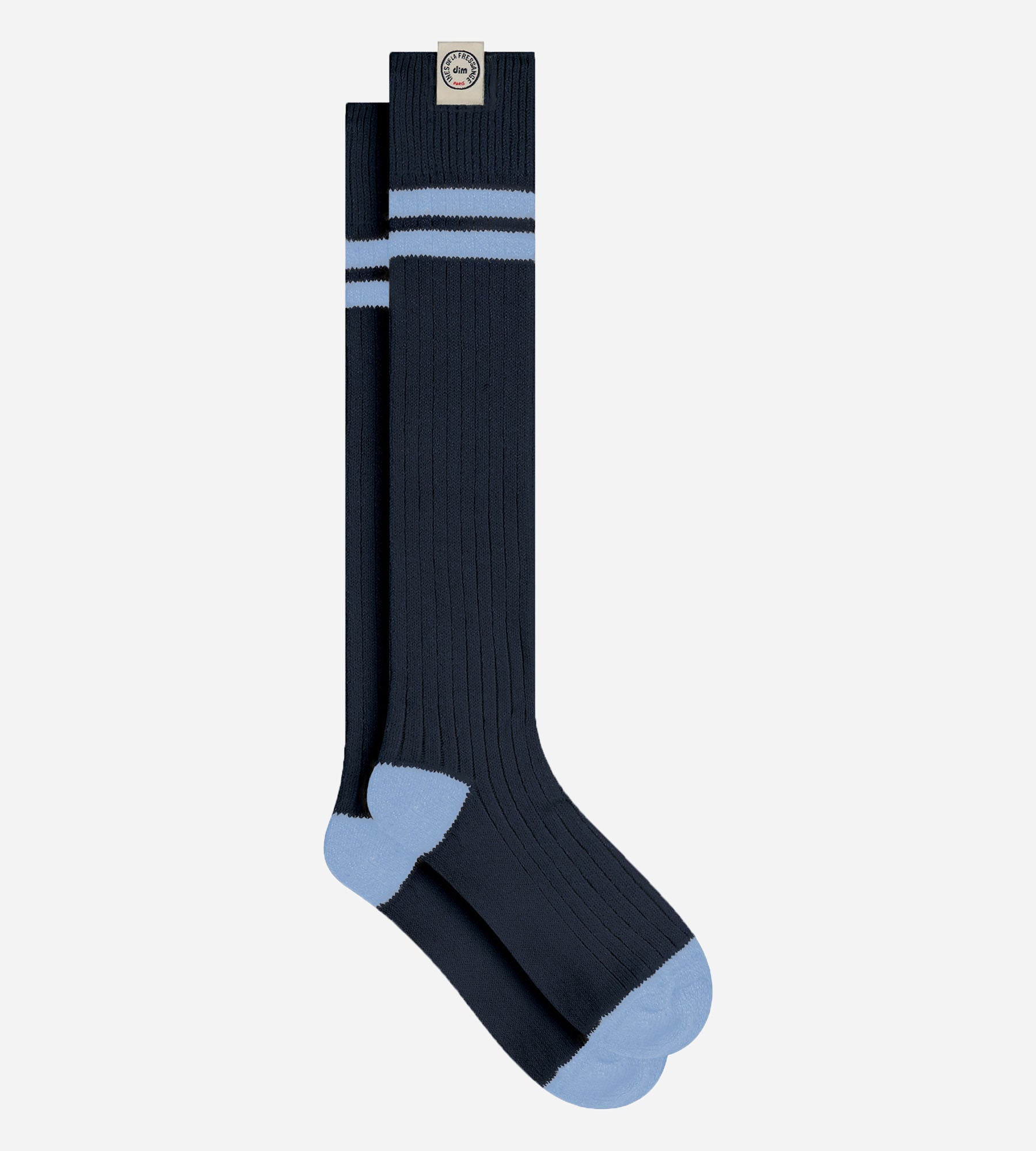 dim-x-ines-de-la-fressange-chaussettes-hautes-coton-navy-blue image 2
