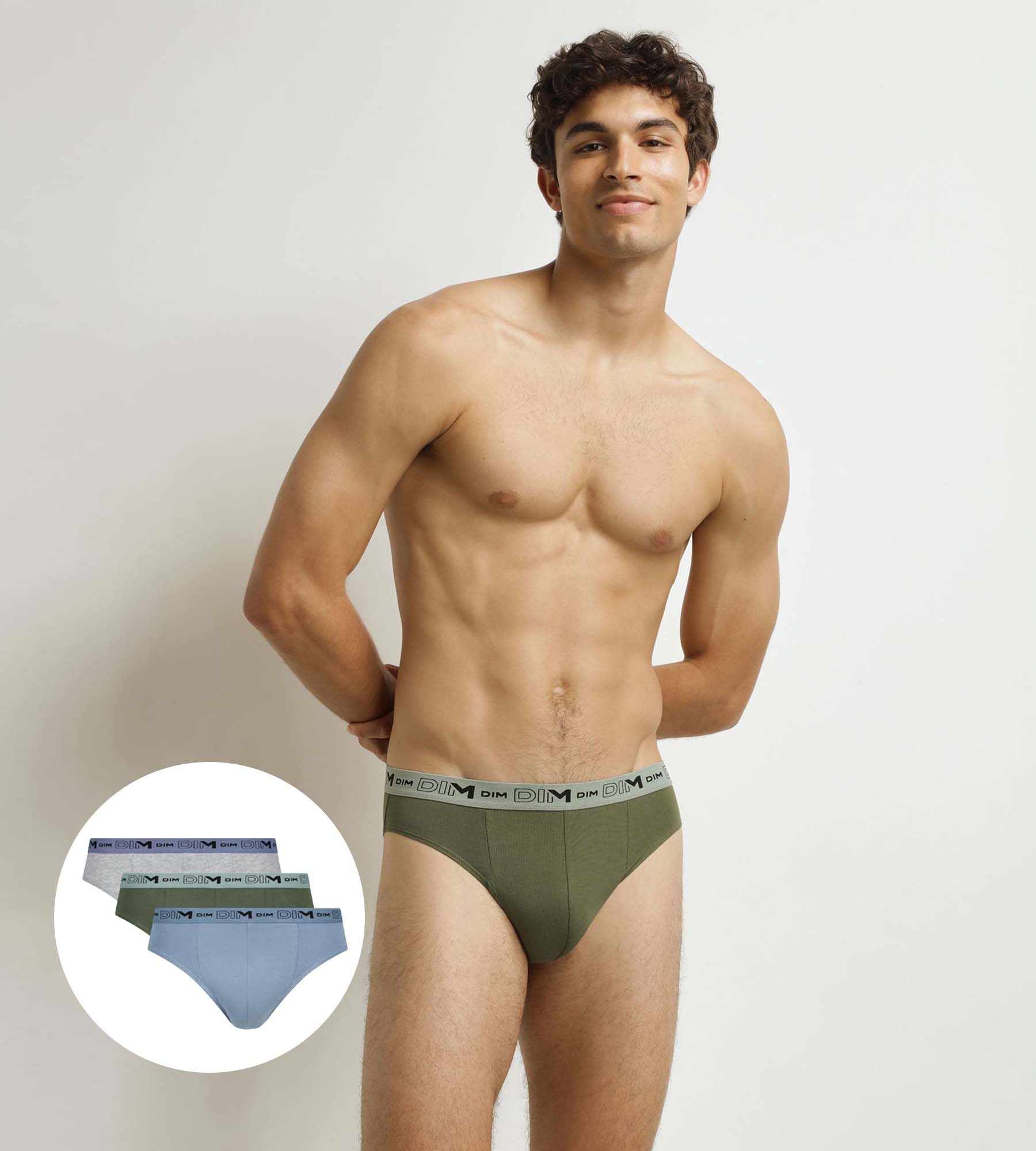 dim-lot-de-3-slips-homme-coton-stretch-bio-bleu-gris-kaki image 1