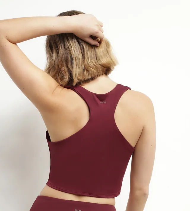 dim-move-d-bardeur-de-sport-femme-brassi-re-int-gr-e-bordeaux-viscose image 1